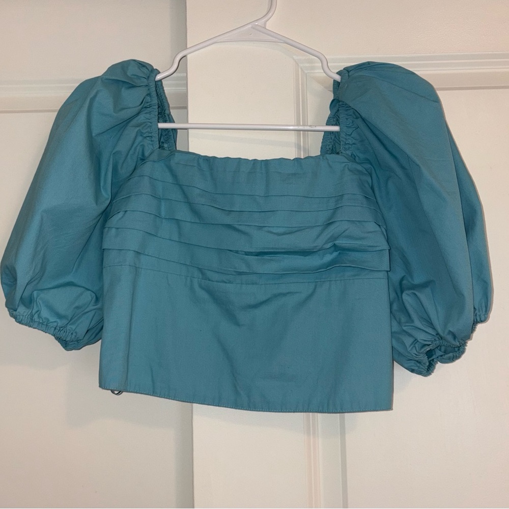 Abercrombie & Fitch Blue Puff Sleeve Blouse